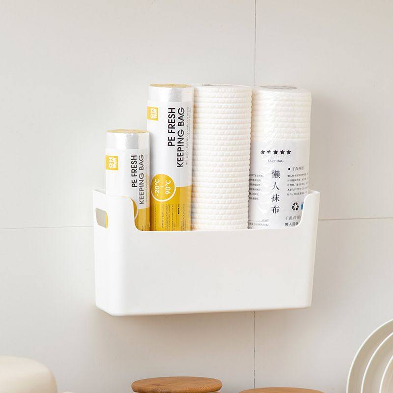 家用厨房厕所垃圾袋收纳盒挂壁免盒物储式保鲜膜神器打孔塑料袋