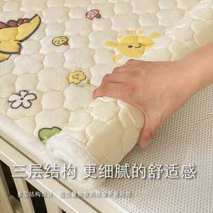 A类婴儿床垫褥子秋冬宝宝幼儿园专用睡垫纯棉加绒儿童拼接床垫毯