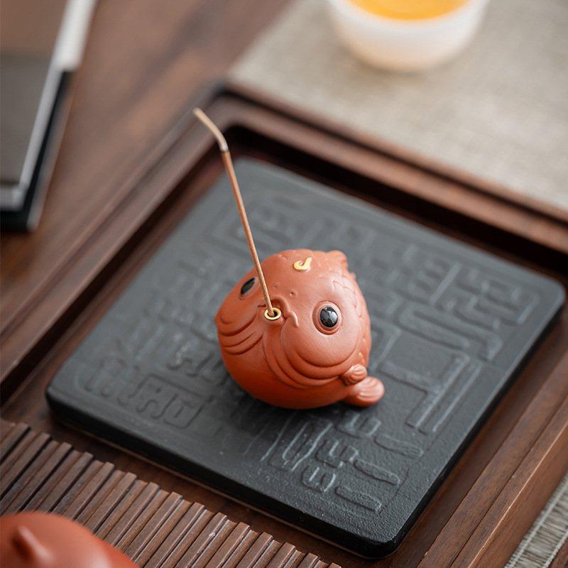 紫砂招财锦鲤香插家用创意线迷你室内宠香香炉摆件香座养可薰炉茶,家居饰品,香托/香盘/香座/香插,淘宝优惠券,粉丝福利购,淘宝优惠卷