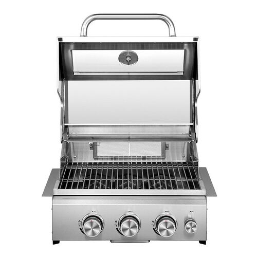 烧烤BBQ3头炉上盖带玻璃窗不锈钢燃气烧烤炉烤鱼炉烤肉多功能