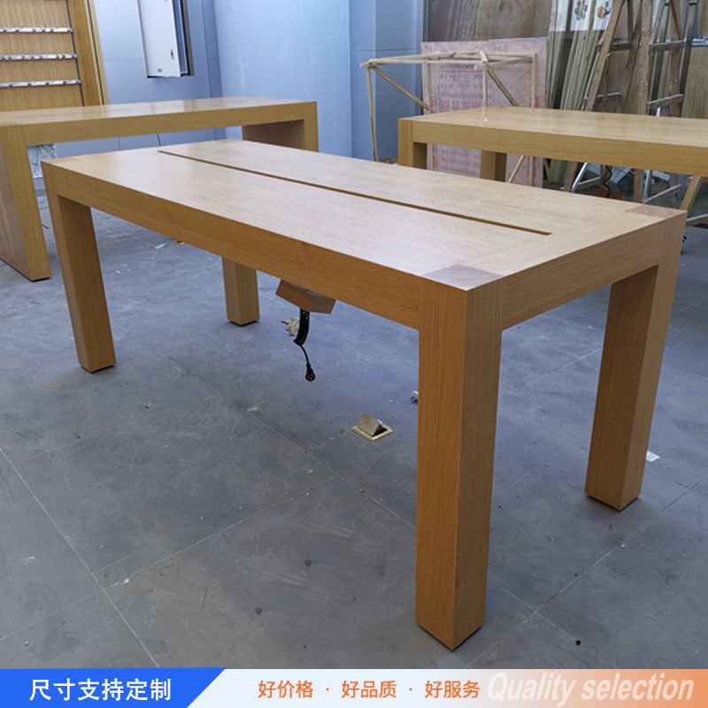 苹果手机展示桌木纹烤漆展厅展柜数码中岛体验台厂家直销
