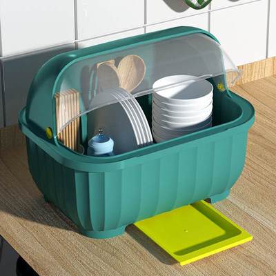 厨房沥水碗柜带盖放碗碗盘箱碗筷小型餐具碗碟家用置物架收纳盒装