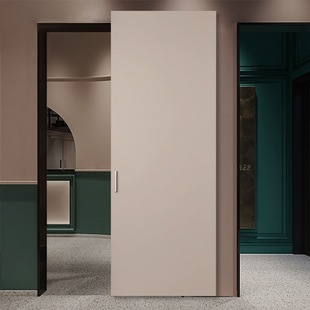 谷仓门卧室创意免漆彩雕门厨房卫生间无轨移门推拉镜子幽灵门