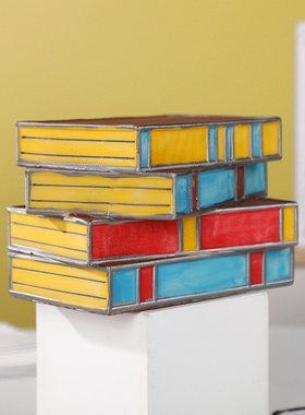 跨境新款彩色书本台灯创意欧式书灯叠书房卧室树脂床头工艺品书桌