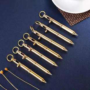 途者新款机枪形黄铜黄铜笔款挂环枪栓文具礼品创意笔带复古办公笔