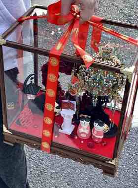 花轿展示盒玻璃罩适配拼酷十里红妆点翠凤冠金翅鸟冠罩子非久间堂
