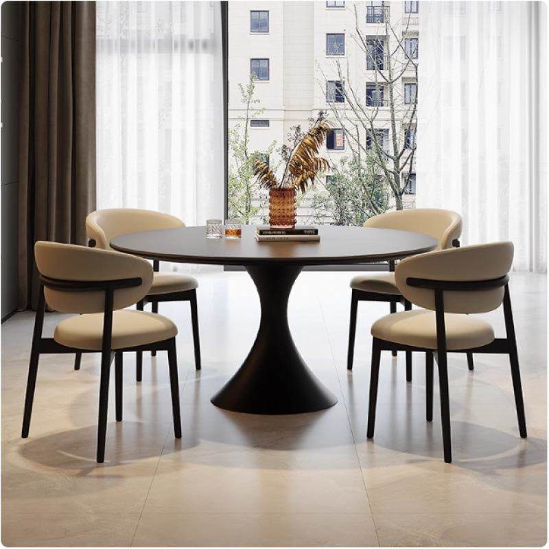 ir复古法式圆形餐桌餐桌椅岩板组合转盘简约圆桌小户型家用现代饭,住宅家具,岩板餐桌,淘宝优惠券,粉丝福利购,淘宝优惠卷