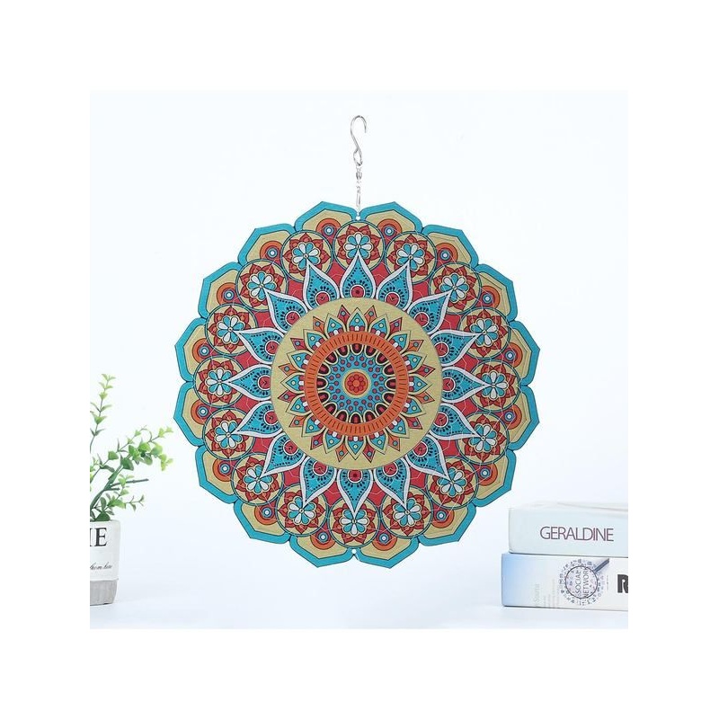 曼陀罗旋转风铃3D装饰庭院花园彩色风转户外悬挂网红入户挂饰