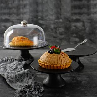 甜品台装饰道具蛋糕点心托盘摆台架子展示架高脚盘玻璃罩茶点盘