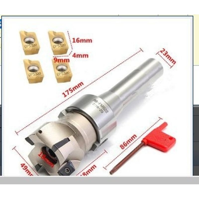 SKU：R8-FMB22-7/16英制铣刀柄+400R刀盘+4片APMT1604刀片