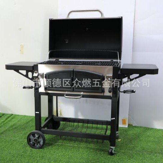 出口型高端木炭炉 铸铁搪瓷烤网 不锈钢上盖 可移动式烧烤炉BBQ