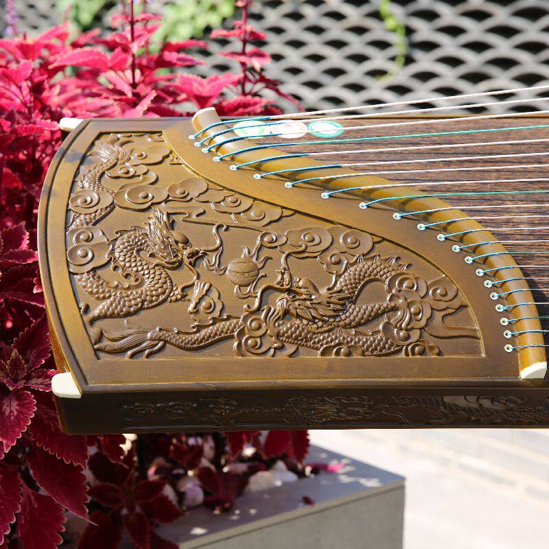 厂家批发古筝 演奏考级10级古筝 金丝楠木浮雕收藏古筝