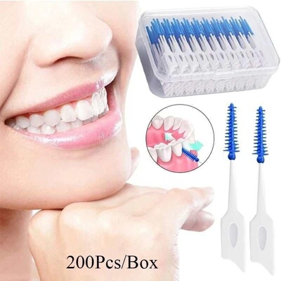 Interdental Silicone Brushes 200 Units Dental Toothpicks Bru