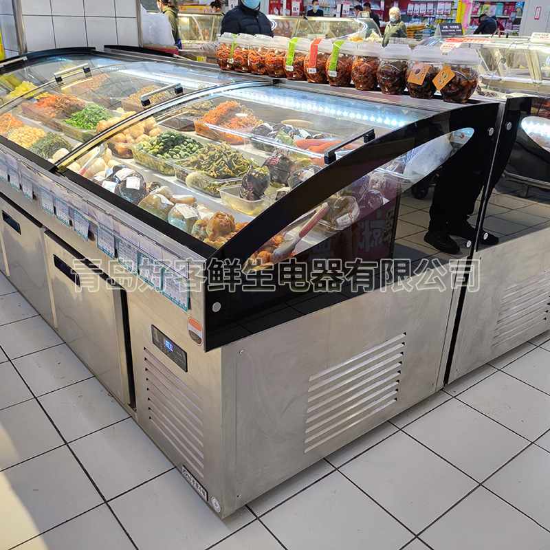 超市阶梯柜商品展示柜熟食鸭货咸菜不锈钢展示组合柜保鲜展示柜