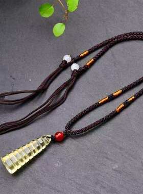 天然黄水晶文昌塔吊坠学生挂件男女饰品手工雕刻荣升塔项链项坠