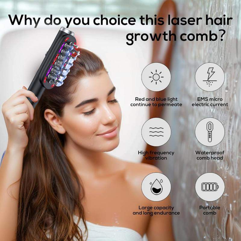 跨境新款RP养发梳梳电流头皮器梳上药按摩电动EMS护养护发仪器微,个人护理/保健/按摩器材,头皮护理仪,淘宝优惠券,粉丝福利购,淘宝优惠卷