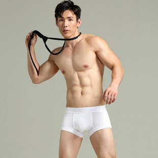 新品 新款男生内裤 seobean希宾内裤男士纯色棉内裤男士平角裤