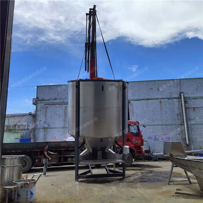深圳抽粒拌料桶 10吨立式搅拌机 塑料色母颗粒混合设备带加热功能