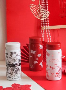 卡通玫瑰花保温杯女士便携316不锈钢水杯200ml三盖杯子