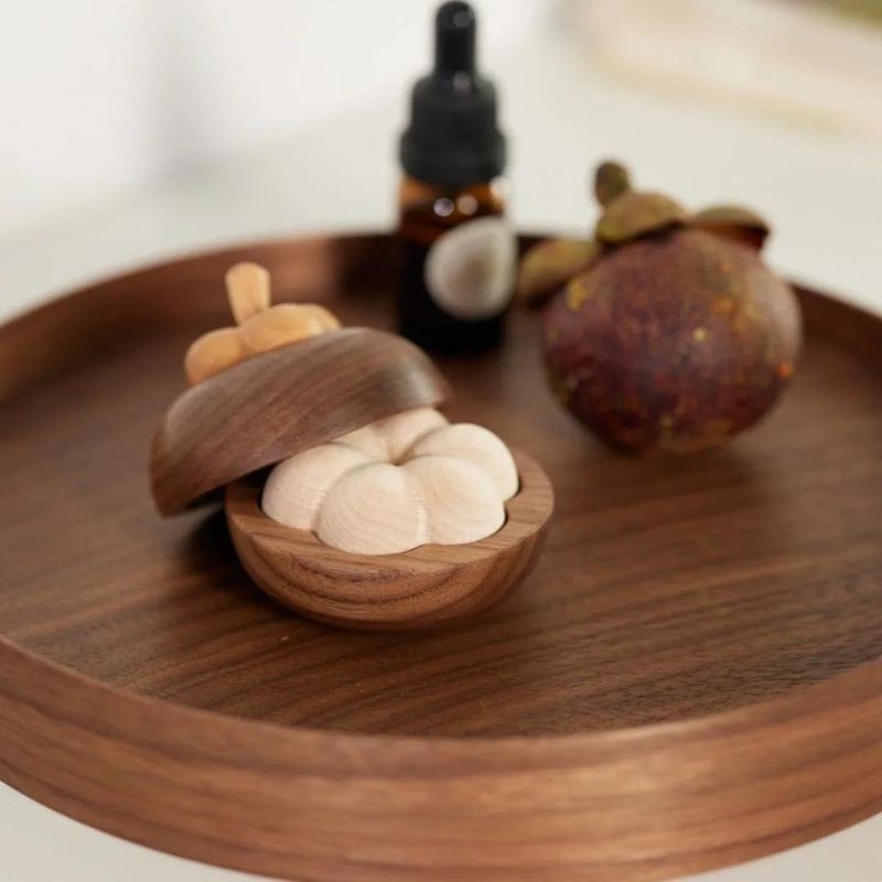 小山竹香薰香氛小摆件黑胡桃实木质创意扩香木家用无火香薰扩香器