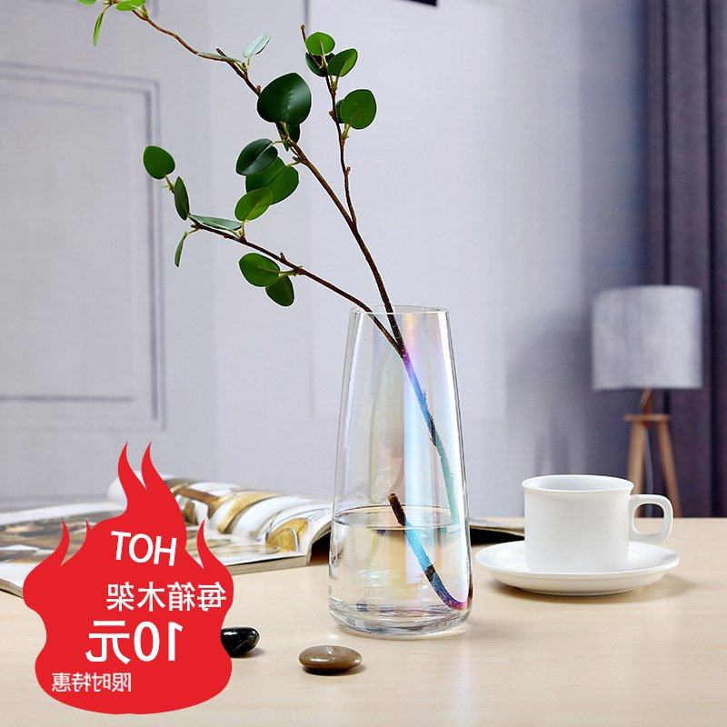 北欧极光幻彩玻璃花瓶透明摆件轻奢水桌面简约养清新家居花小插花,家居饰品,餐桌花艺,淘宝优惠券,粉丝福利购,淘宝优惠卷