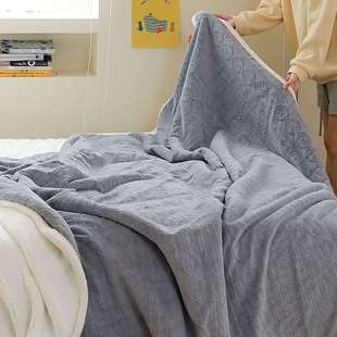 N63冬季 加厚牛奶绒毛毯保暖毯盖简约毯午休双层沙发剪花办公室