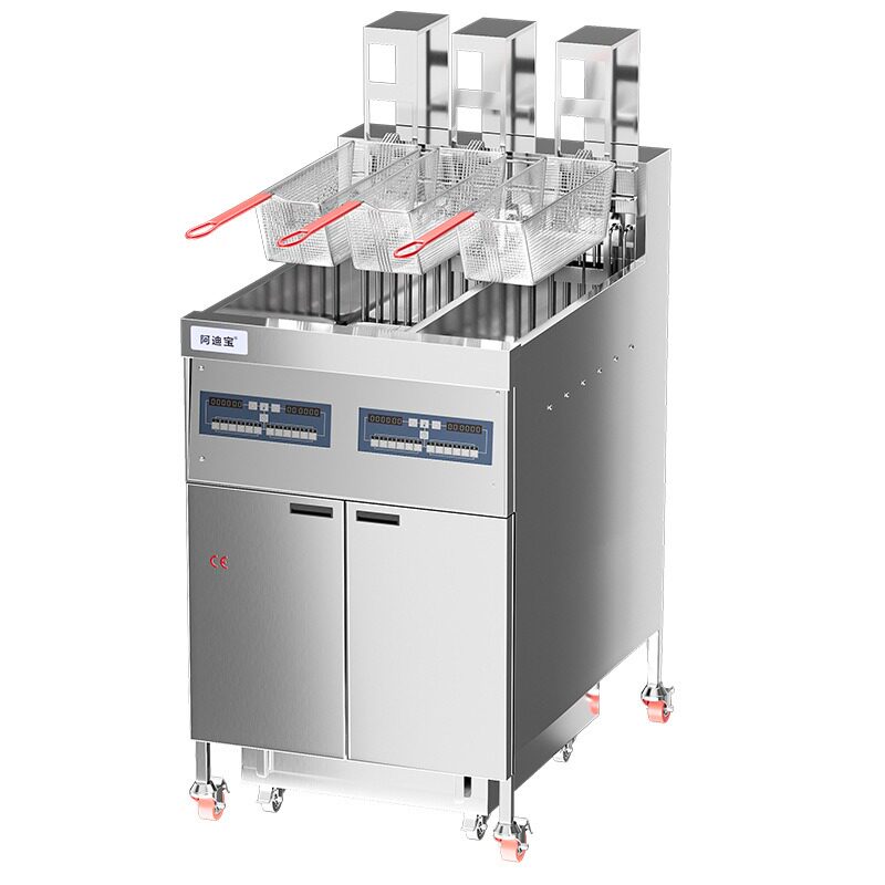 商用立式电炸炉 燃气全自动升降电炸锅扁管大功率带滤油油炸锅