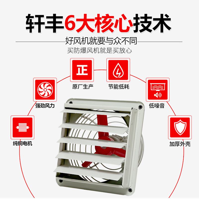 防爆壁式排风扇FAG-400带百叶铝合金低噪音节能通风换气全铜风机
