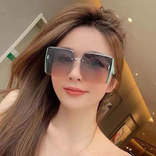 品质新款无框切边防紫外线遮阳防晒墨镜女潮款网红ins 太阳镜