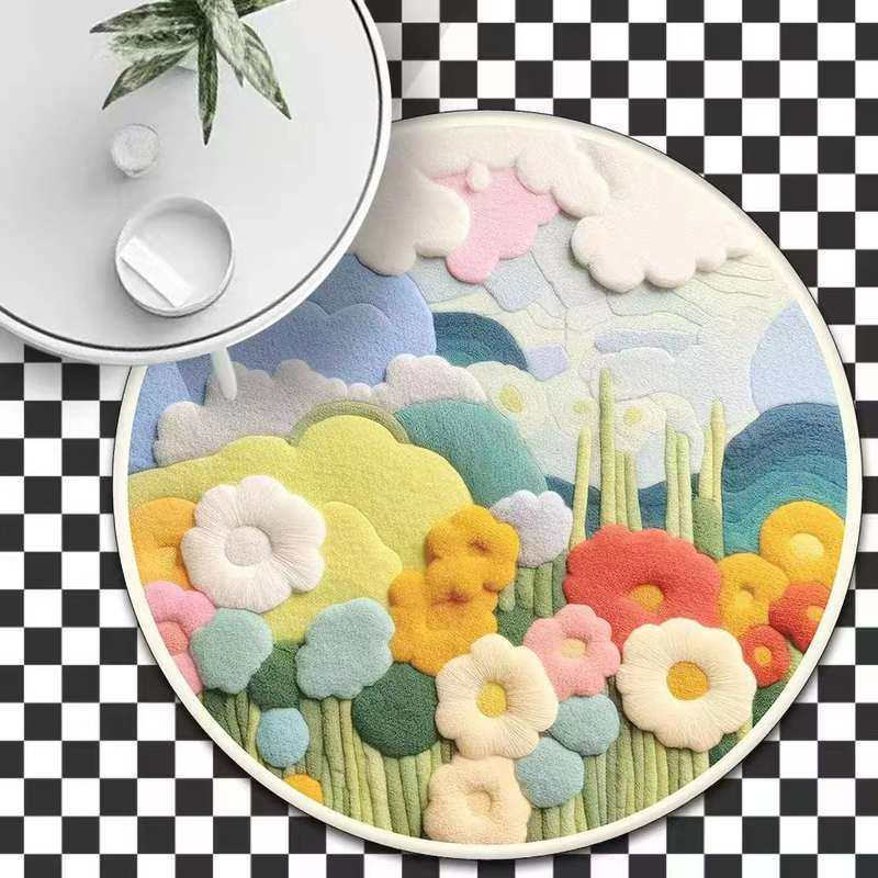 立体圆形客厅茶几地毯毛绒吸水镜毯垫卧室地加厚前床边3D仿羊绒,居家布艺,床边毯,淘宝优惠券,粉丝福利购,淘宝优惠卷