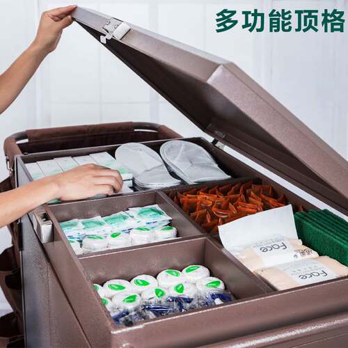 酒店宾馆客房带门带盖带锁手推布草车保洁工作车清洁卫生服务车