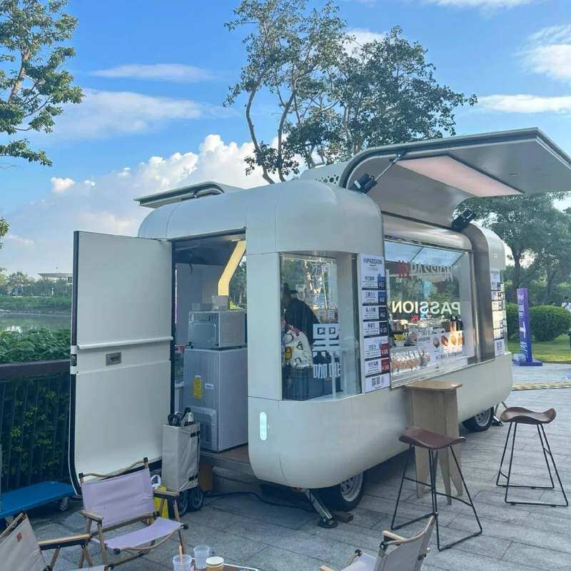 电动奶茶餐车定制多功能咖啡汉堡网红餐车来图定制跨境移动快餐车