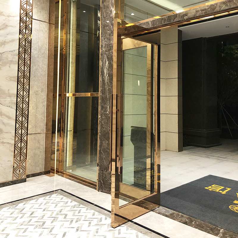 酒店商场KTV双开钢化玻璃门会所售楼部大堂304不锈钢边框推拉大门