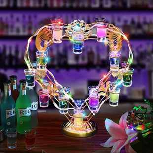 鸡尾酒架子心形发光创意酒吧洋酒香槟KTV个性酒架杯架ktv一口子弹