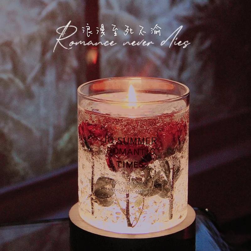 果冻香薰蜡烛真花安神助眠无烟女生卧室持久香氛小众高级浪漫礼物