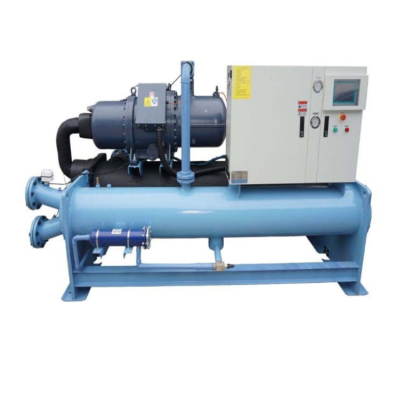 仕霖60HP低温制冷机工业降温水冷冷水机开放式盐水螺杆冷冻机组