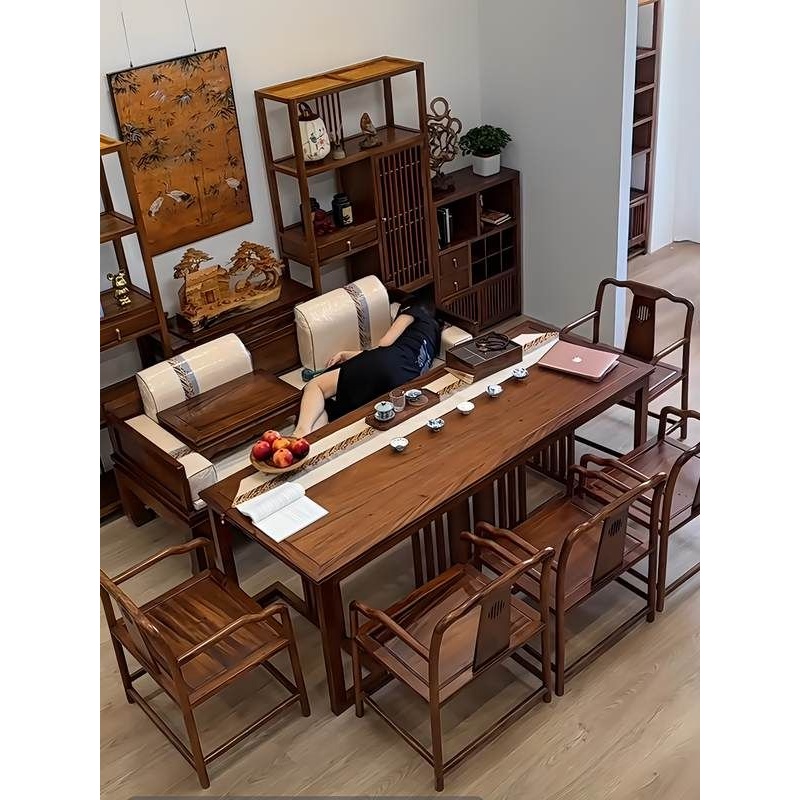 新中式去客厅化罗汉床榻茶桌椅组合沙发椅茶台胡桃木小阳台茶桌椅