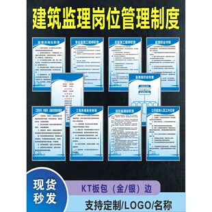 施工监理员建筑岗位职责总监理工程师专业监理项目制度上墙警示牌
