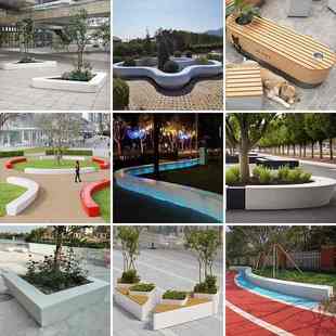 玻璃钢树池座椅定制商场户外陈景观大型坐凳园林美地产异形休闲椅