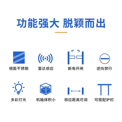 【现货】超市雷达自动感应门 商场出入口红外单向智能防撞摆闸门