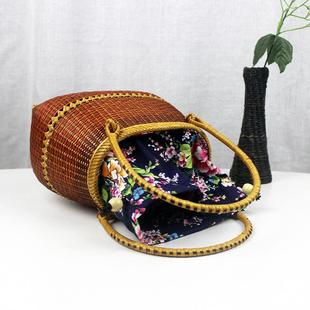 竹编手工包女士竹编拎包子复古包竹篮文艺包手提包秀旗袍影视剧配