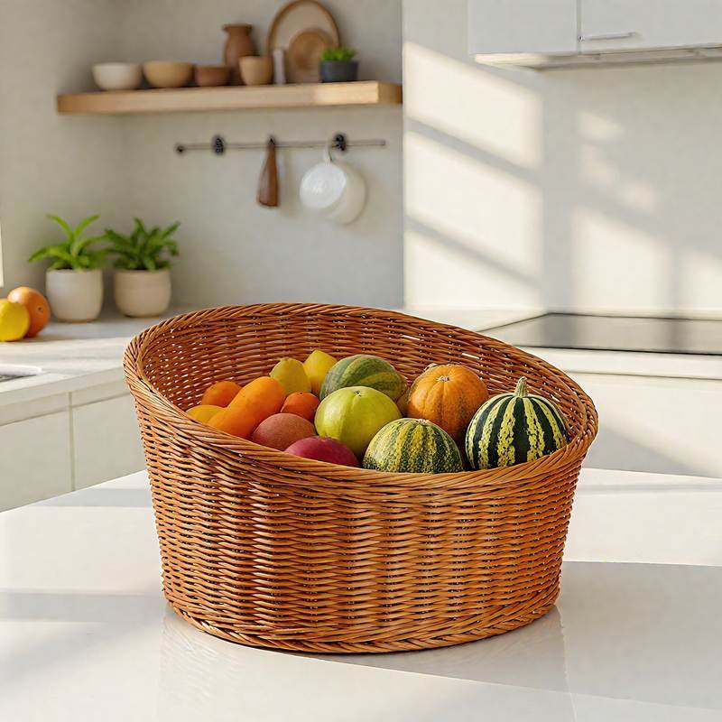 仿藤编织斜口面包筐收纳盒零食超市展示收纳家用厨房篮零食水果筐,收纳整理,零食收纳筐,淘宝优惠券,粉丝福利购,淘宝优惠卷