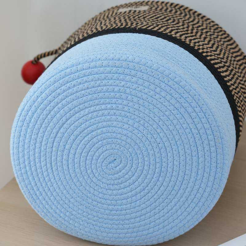 大容量可爱棉绳编织收纳脏色衣把手圆球三拼接篓儿童玩具收纳筐篮,收纳整理,脏衣篮,淘宝优惠券,粉丝福利购,淘宝优惠卷