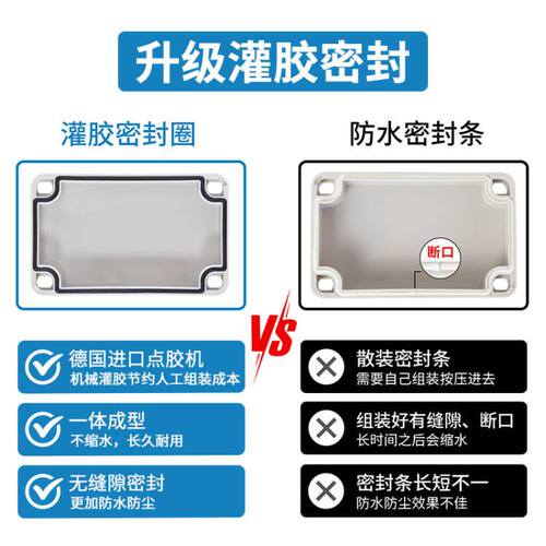 品质带耳户外防水接线盒塑料外壳室外过路盒按钮盒IP66电缆过线电