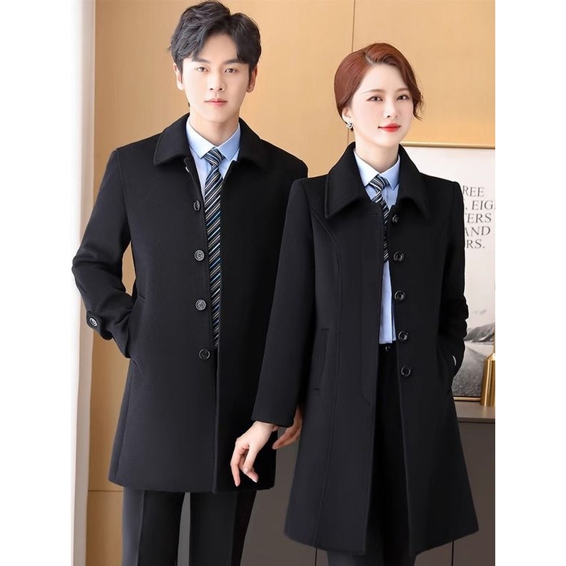 银行职业工作服大衣男物业客服销售毛呢外套酒店前台售楼部秋冬装
