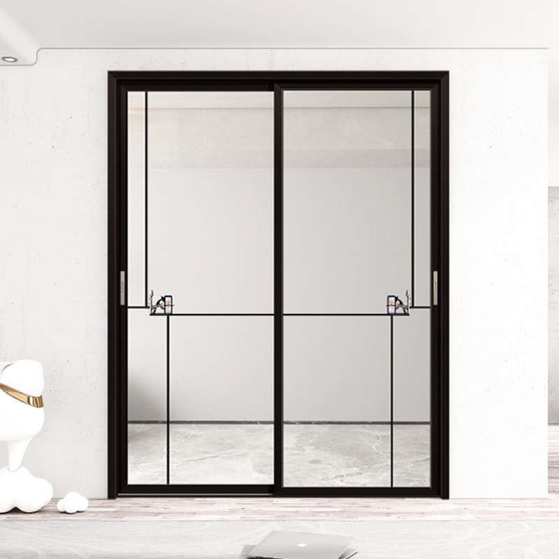来图定制加厚铝合金中窄推拉门阳台推拉门卧室钢化玻璃推拉门