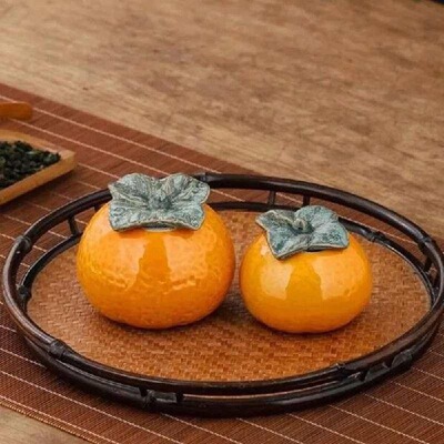 Porcelain Simulation Orange Tea Caddy Sealed Storage Tea