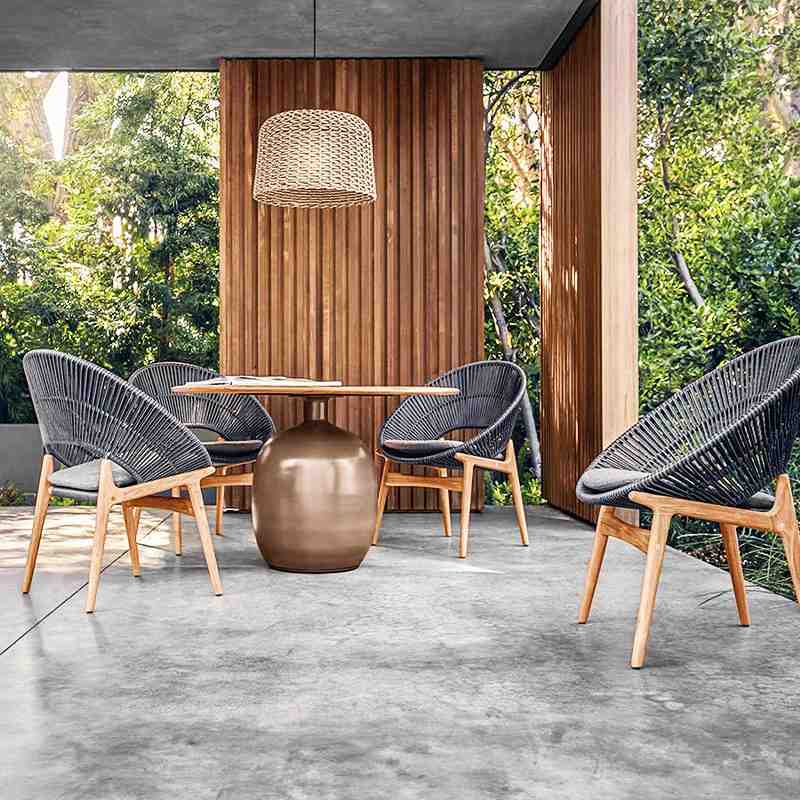 定制北欧防淋晒户外桌椅庭院露天藤编柚木餐桌椅阳台花园户外家具