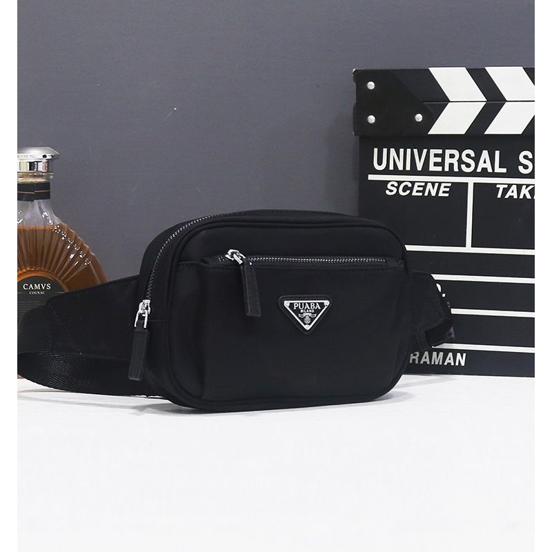 2025新款青年男款尼龙布胸包男士休闲纯色牛津布腰包防水大容量包