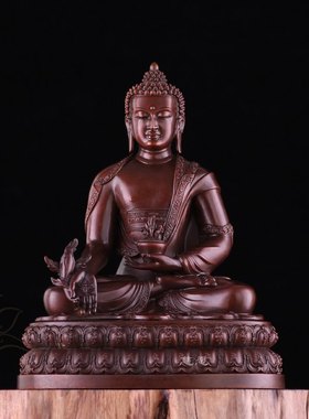 释迦牟尼佛阿弥陀佛药师佛摆件 古法贴金 三宝佛家居摆放紫铜仿古